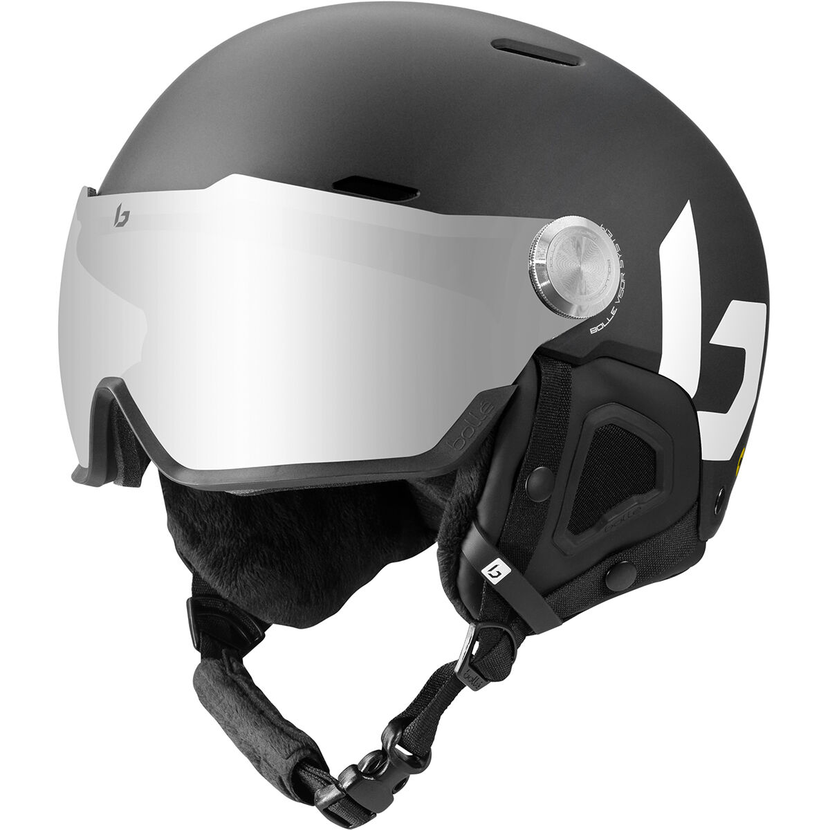 bolle snowboard ski helmet with click to fit Bolle Might Visor Helmet (Black Matte Brown Gun cat2)